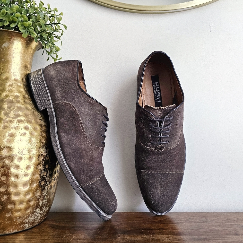 Gordon Rush Rowling Men’s Brown Suede Oxford Cap Toe Dress Shoes Size 10